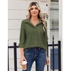 Zeagoo Blouse for Women Dressy Long Sleeve Button Down Shirts V Neck Tops(Z Army Green)