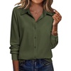 Zeagoo Blouse for Women Dressy Long Sleeve Button Down Shirts V Neck Tops(Z Army Green)