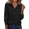 Zeagoo Blouse for Women Dressy Long Sleeve Button Down Shirts V Neck Tops(Z Black)