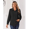 Zeagoo Blouse for Women Dressy Long Sleeve Button Down Shirts V Neck Tops(Z Black)