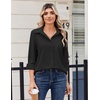 Zeagoo Blouse for Women Dressy Long Sleeve Button Down Shirts V Neck Tops(Z Black)