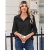 Zeagoo Blouse for Women Dressy Long Sleeve Button Down Shirts V Neck Tops(Z Black)