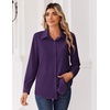Zeagoo Blouse for Women Dressy Long Sleeve Button Down Shirts V Neck Tops(Z Deep Purple)