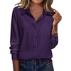 Zeagoo Blouse for Women Dressy Long Sleeve Button Down Shirts V Neck Tops(Z Deep Purple)