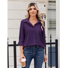 Zeagoo Blouse for Women Dressy Long Sleeve Button Down Shirts V Neck Tops(Z Deep Purple)