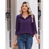 Zeagoo Blouse for Women Dressy Long Sleeve Button Down Shirts V Neck Tops(Z Deep Purple)