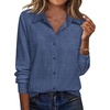 Zeagoo Blouse for Women Dressy Long Sleeve Button Down Shirts V Neck Tops(Z Denim Blue)