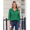 Zeagoo Blouse for Women Dressy Long Sleeve Button Down Shirts V Neck Tops(Z Evergreen)