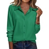 Zeagoo Blouse for Women Dressy Long Sleeve Button Down Shirts V Neck Tops(Z Evergreen)