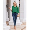 Zeagoo Blouse for Women Dressy Long Sleeve Button Down Shirts V Neck Tops(Z Evergreen)