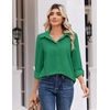 Zeagoo Blouse for Women Dressy Long Sleeve Button Down Shirts V Neck Tops(Z Evergreen)