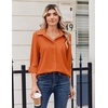 Zeagoo Blouse for Women Dressy Long Sleeve Button Down Shirts V Neck Tops(Z Orange)