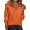 Zeagoo Blouse for Women Dressy Long Sleeve Button Down Shirts V Neck Tops(Z Orange)