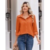 Zeagoo Blouse for Women Dressy Long Sleeve Button Down Shirts V Neck Tops(Z Orange)