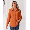 Zeagoo Blouse for Women Dressy Long Sleeve Button Down Shirts V Neck Tops(Z Orange)