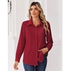 Zeagoo Blouse for Women Dressy Long Sleeve Button Down Shirts V Neck Tops(Z Red)
