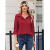 Zeagoo Blouse for Women Dressy Long Sleeve Button Down Shirts V Neck Tops(Z Red)