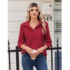 Zeagoo Blouse for Women Dressy Long Sleeve Button Down Shirts V Neck Tops(Z Red)