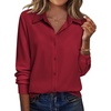 Zeagoo Blouse for Women Dressy Long Sleeve Button Down Shirts V Neck Tops(Z Red)