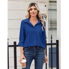 Zeagoo Blouse for Women Dressy Long Sleeve Button Down Shirts V Neck Tops(Z Royal Blue)