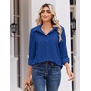 Zeagoo Blouse for Women Dressy Long Sleeve Button Down Shirts V Neck Tops(Z Royal Blue)
