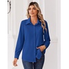 Zeagoo Blouse for Women Dressy Long Sleeve Button Down Shirts V Neck Tops(Z Royal Blue)