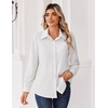 Zeagoo Blouse for Women Dressy Long Sleeve Button Down Shirts V Neck Tops(Z White)