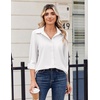 Zeagoo Blouse for Women Dressy Long Sleeve Button Down Shirts V Neck Tops(Z White)