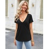 Zeagoo Sexy Tops for Women Deep V Neck Shirts Summer Tops Low Cut Tshirts(A01-black)