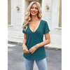 Zeagoo Sexy Tops for Women Deep V Neck Shirts Summer Tops Low Cut Tshirts(A01-blue Green)