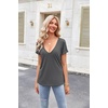 Zeagoo Sexy Tops for Women Deep V Neck Shirts Summer Tops Low Cut Tshirts(A01-grey)
