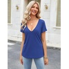 Zeagoo Sexy Tops for Women Deep V Neck Shirts Summer Tops Low Cut Tshirts(A01-royal Blue)