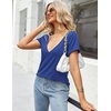 Zeagoo Sexy Tops for Women Deep V Neck Shirts Summer Tops Low Cut Tshirts(A01-royal Blue)