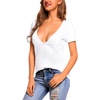 Zeagoo Sexy Tops for Women Deep V Neck Shirts Summer Tops Low Cut Tshirts(A01-white)