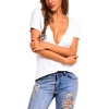 Zeagoo Sexy Tops for Women Deep V Neck Shirts Summer Tops Low Cut Tshirts(A01-white)
