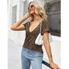 Zeagoo Sexy Tops for Women Deep V Neck Shirts Summer Tops Low Cut Tshirts(An136 Cheetah Print)