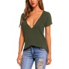 Zeagoo Sexy Tops for Women Deep V Neck Shirts Summer Tops Low Cut Tshirts(Army Green)