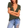 Zeagoo Sexy Tops for Women Deep V Neck Shirts Summer Tops Low Cut Tshirts(Army Green)