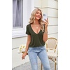 Zeagoo Sexy Tops for Women Deep V Neck Shirts Summer Tops Low Cut Tshirts(Army Green)