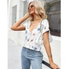 Zeagoo Sexy Tops for Women Deep V Neck Shirts Summer Tops Low Cut Tshirts(Bf290 Boho)