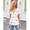 Zeagoo Sexy Tops for Women Deep V Neck Shirts Summer Tops Low Cut Tshirts(Bf290 Boho)