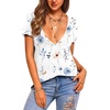 Zeagoo Sexy Tops for Women Deep V Neck Shirts Summer Tops Low Cut Tshirts(Bf290 Boho)