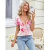 Zeagoo Sexy Tops for Women Deep V Neck Shirts Summer Tops Low Cut Tshirts(Cx11 Graphic)