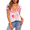 Zeagoo Sexy Tops for Women Deep V Neck Shirts Summer Tops Low Cut Tshirts(Cx11 Graphic)