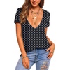 Zeagoo Sexy Tops for Women Deep V Neck Shirts Summer Tops Low Cut Tshirts(Jh49 Polka Dot)