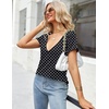 Zeagoo Sexy Tops for Women Deep V Neck Shirts Summer Tops Low Cut Tshirts(Jh49 Polka Dot)