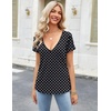 Zeagoo Sexy Tops for Women Deep V Neck Shirts Summer Tops Low Cut Tshirts(Jh49 Polka Dot)