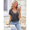 Zeagoo Sexy Tops for Women Deep V Neck Shirts Summer Tops Low Cut Tshirts(Jh578 Printed（print Design Only，not Actual Rhinestones）)