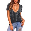 Zeagoo Sexy Tops for Women Deep V Neck Shirts Summer Tops Low Cut Tshirts(Jh578 Printed（print Design Only，not Actual Rhinestones）)