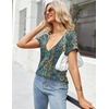 Zeagoo Sexy Tops for Women Deep V Neck Shirts Summer Tops Low Cut Tshirts(Mz779 Boho)